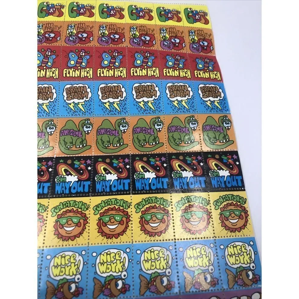 Kellogg's Cereal Fun Stamps Sheet Stickers Vintage 1980s. Rare